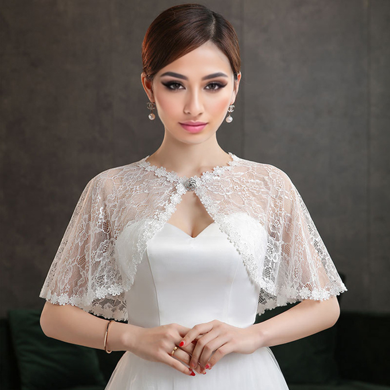 Wedding Dress Supply - งานแต่งงานเจ้าสาวดอกไม้ลูกไม้ไหล่ผ้าคลุมไหล่สาวฤดูร้อนบางชุดราตรี Hollow OUT ไหล่ครอบคลุม Capelet อุปกรณ์เสริม