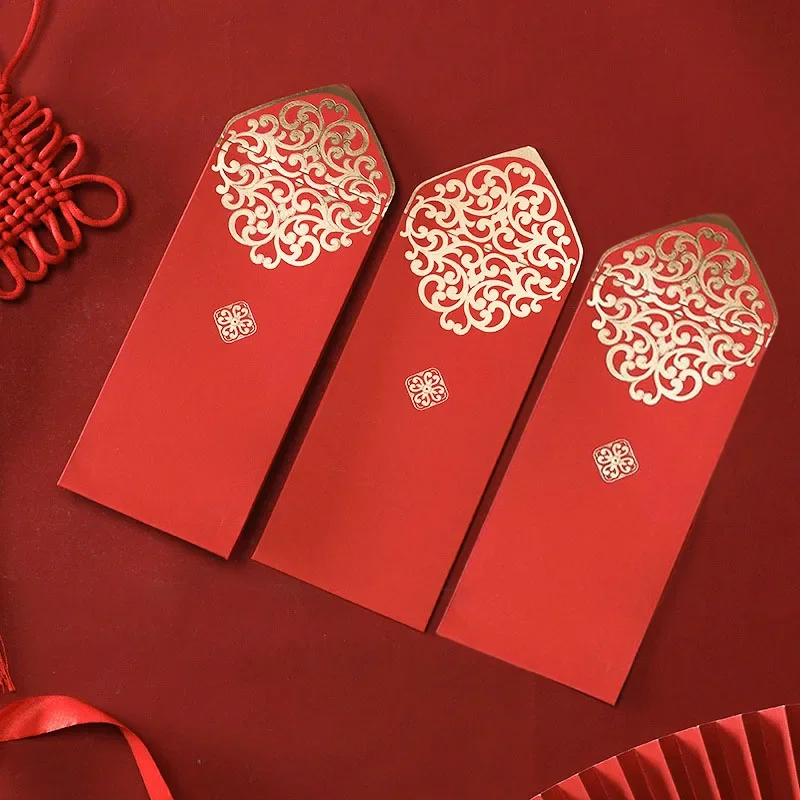 Wedding Envelopes - 10pcs จีนสีแดงซองทองพิมพ์กระเป๋าสีแดงเทศกาลฤดูใบไม้ผลิงานแต่งงานวันเกิดสีแดงของขวัญซองจดหมาย Happy New Year สําหรับ