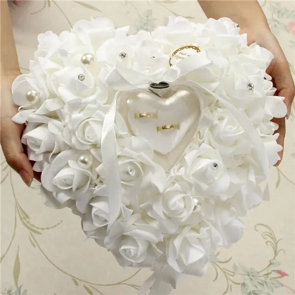 หมอนรองแหวนแต่งงานสีขาว รูปหัว - Ring Bearer Pillow บทวิจารณ์และราคา
