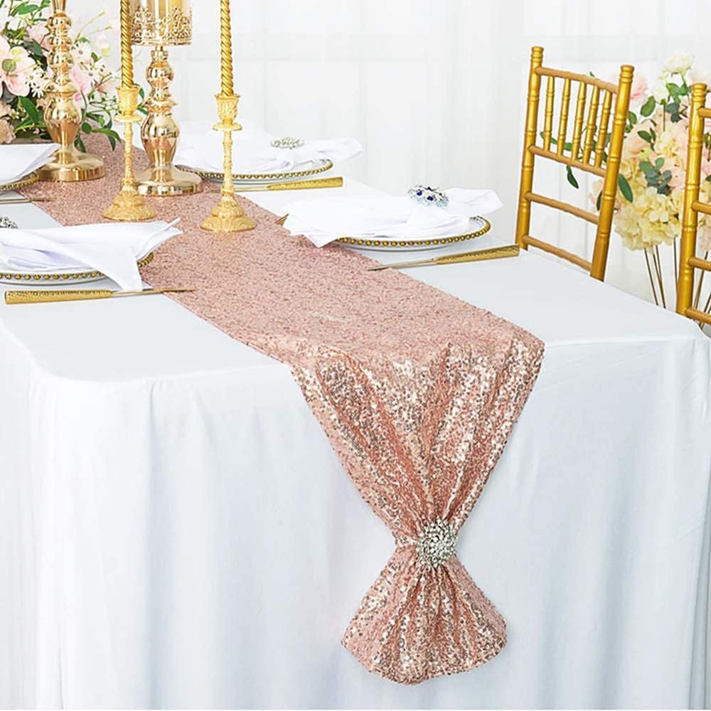 ผ้าปูโต๊ะปักเลื่อมสีโรสโกลด์ L - Table Runner Sequin บทวิจารณ์และราคา