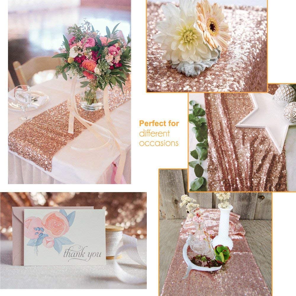 ผ้าปูโต๊ะปักเลื่อมสีโรสโกลด์ L - Table Runner Sequin บทวิจารณ์และราคา