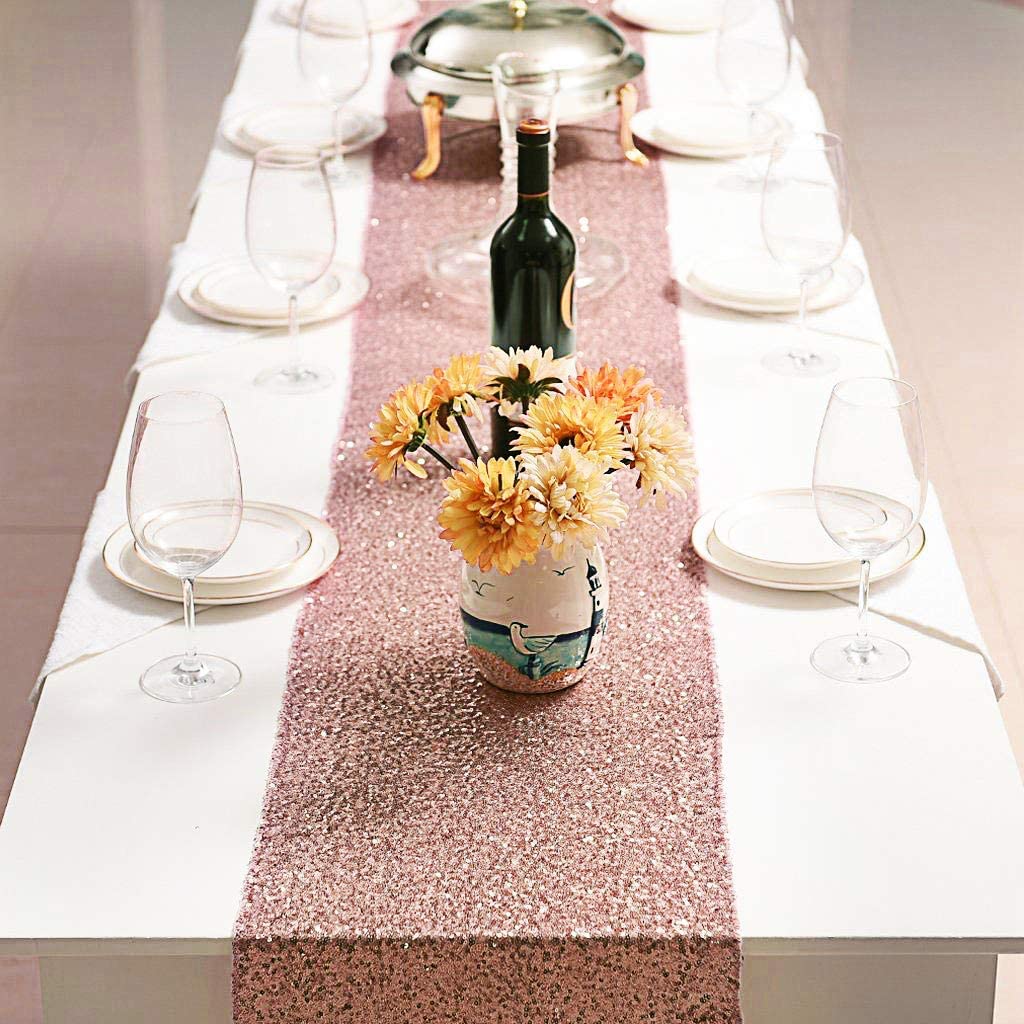 ผ้าปูโต๊ะปักเลื่อมสีโรสโกลด์ L - Table Runner Sequin บทวิจารณ์และราคา