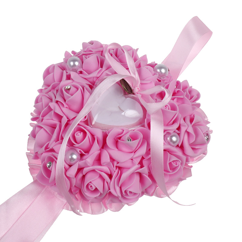1 ชิ้นรูปหัวใจ Rose ดอกไม้กล่อ - Ring Bearer Pillow บทวิจารณ์และราคา