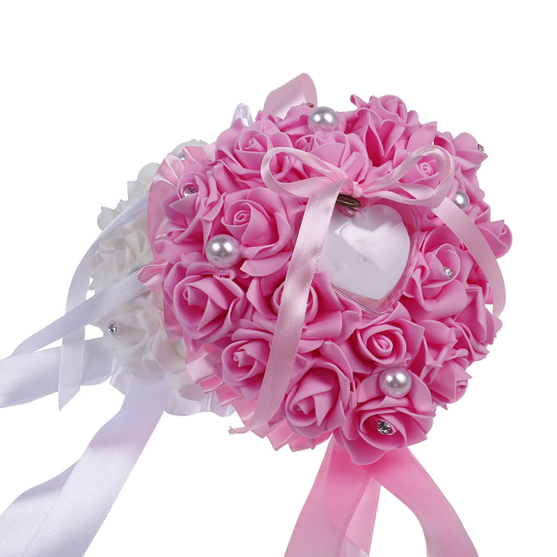 1 ชิ้นรูปหัวใจ Rose ดอกไม้กล่อ - Ring Bearer Pillow บทวิจารณ์และราคา