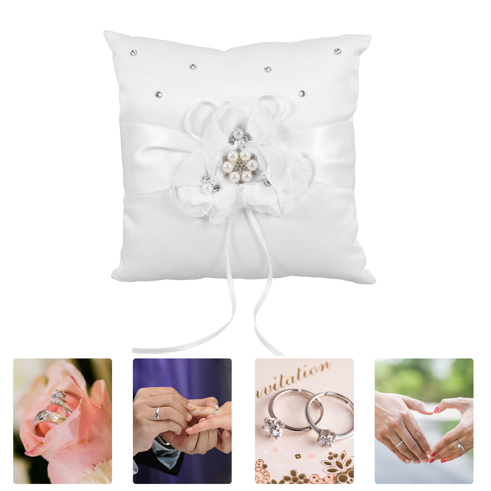 หมอนใส่แหวนแต่งงานขนาด 20x20 ซ - Ring Bearer Pillow บทวิจารณ์และราคา