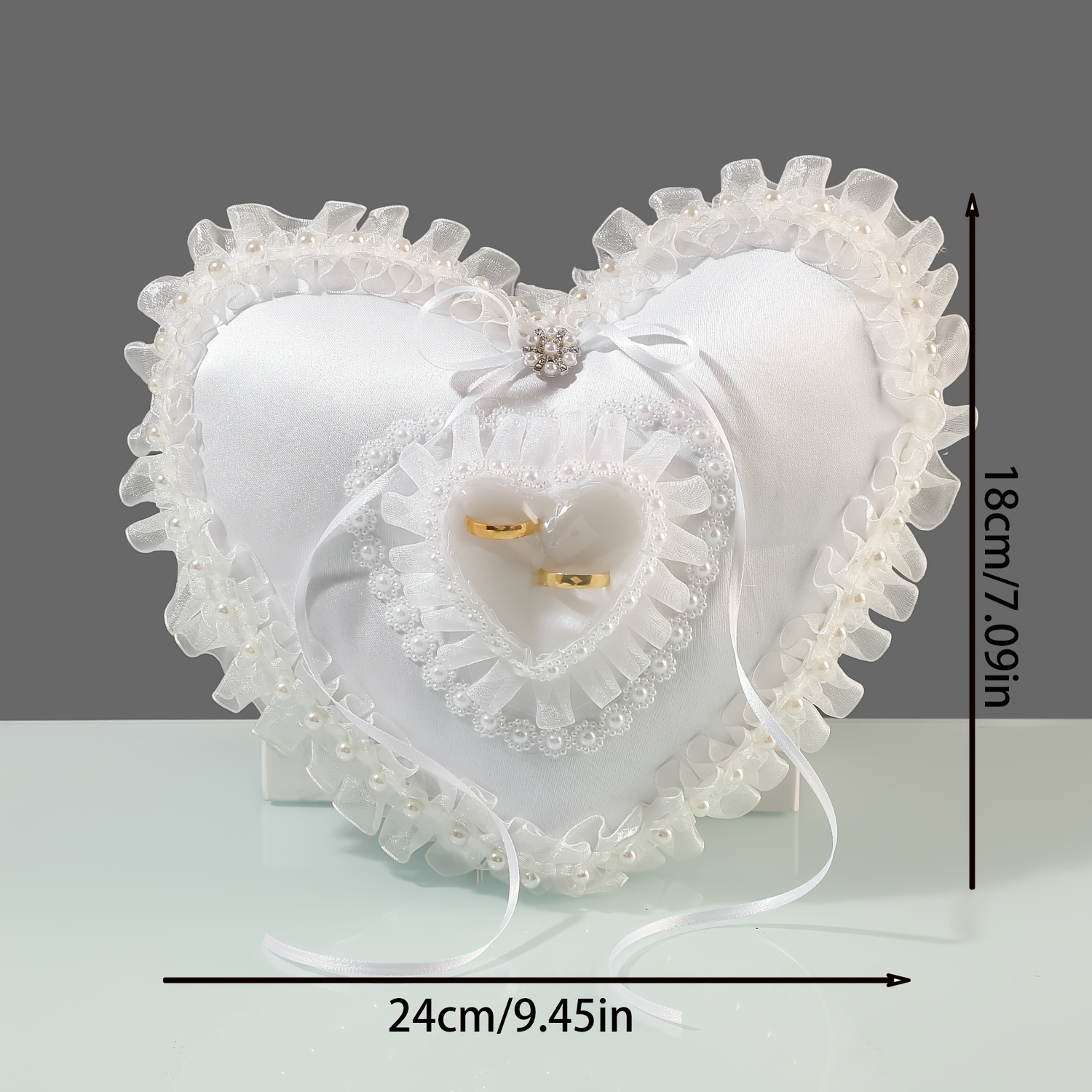 หมอนใส่แหวนแต่งงานรูปหัวใจสีขา - Ring Bearer Pillow บทวิจารณ์และราคา