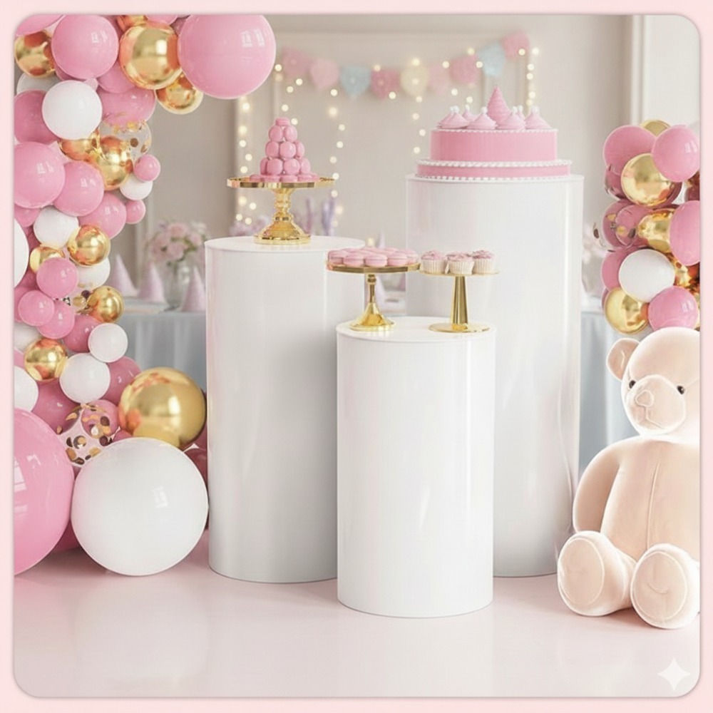 ขาตั้งทรงกระบอกสีขาว 3/5 ชิ้น, - Wedding Party Supply บทวิจารณ์และราคา