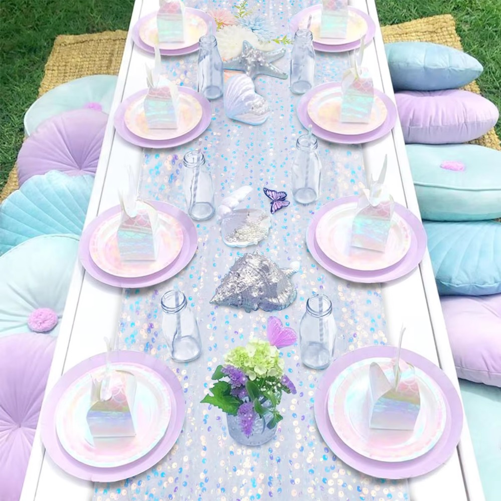 ผ้าปูโต๊ะกลิตเตอร์สีรุ้ง ประดั - Table Runner Sequin บทวิจารณ์และราคา