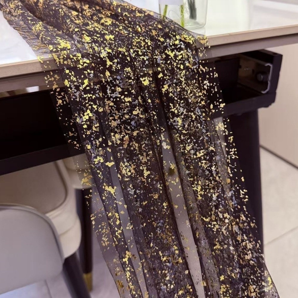 ผ้าปูโต๊ะลายกลิตเตอร์สีทองแบบย - Table Runner Sequin บทวิจารณ์และราคา