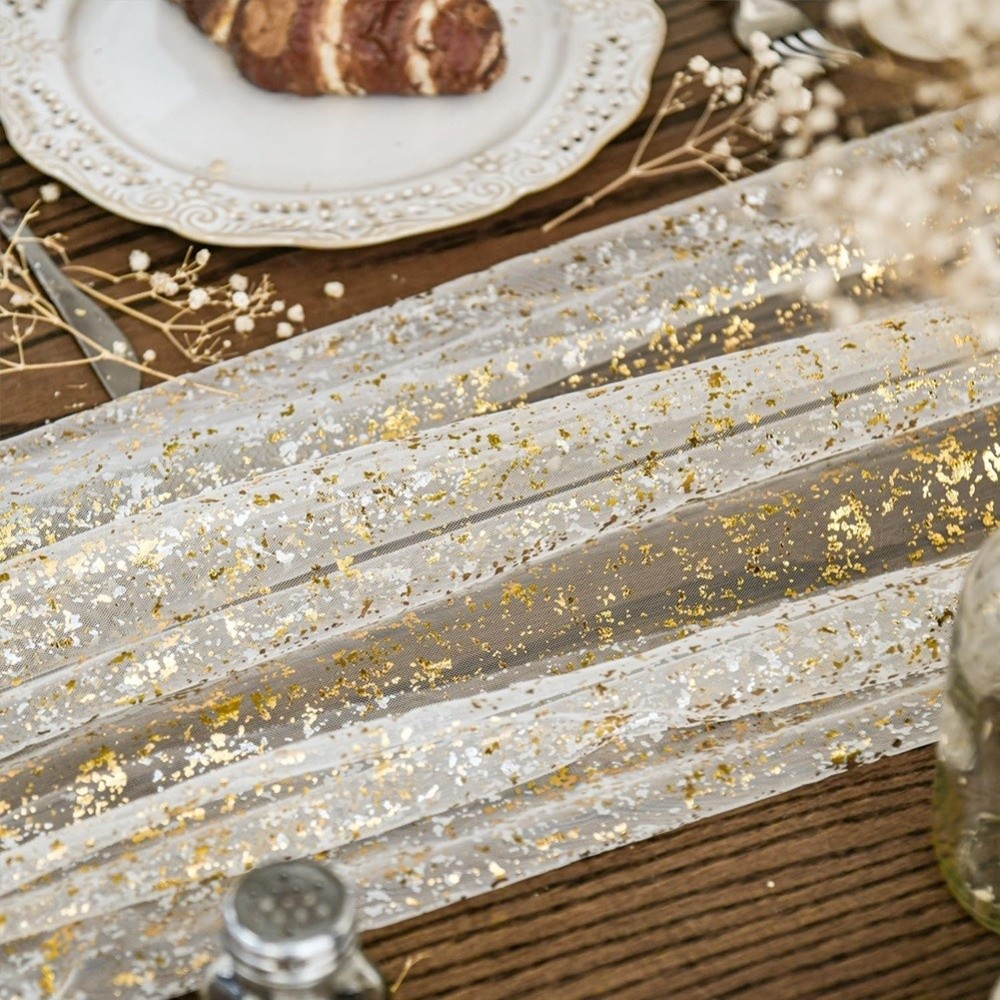 ผ้าปูโต๊ะลายกลิตเตอร์สีทองแบบย - Table Runner Sequin บทวิจารณ์และราคา