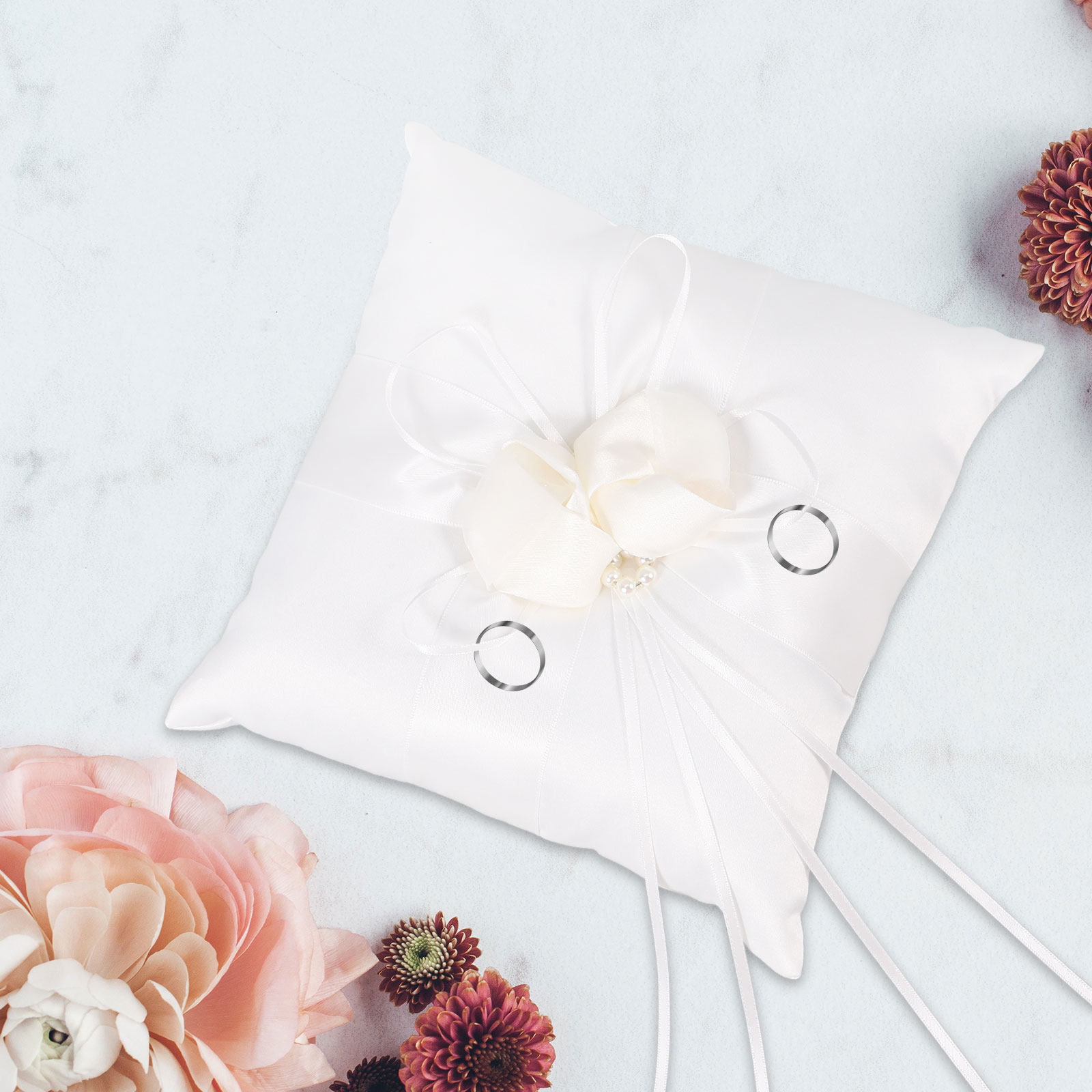 หมอนใส่แหวนสีขาว ขนาด 20x20 ซม - Ring Bearer Pillow บทวิจารณ์และราคา