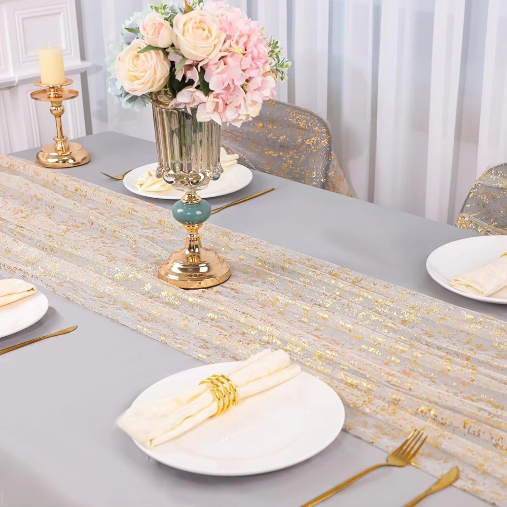 ผ้าปูโต๊ะปักเลื่อมสีทอง ประดับ - Table Runner Sequin บทวิจารณ์และราคา