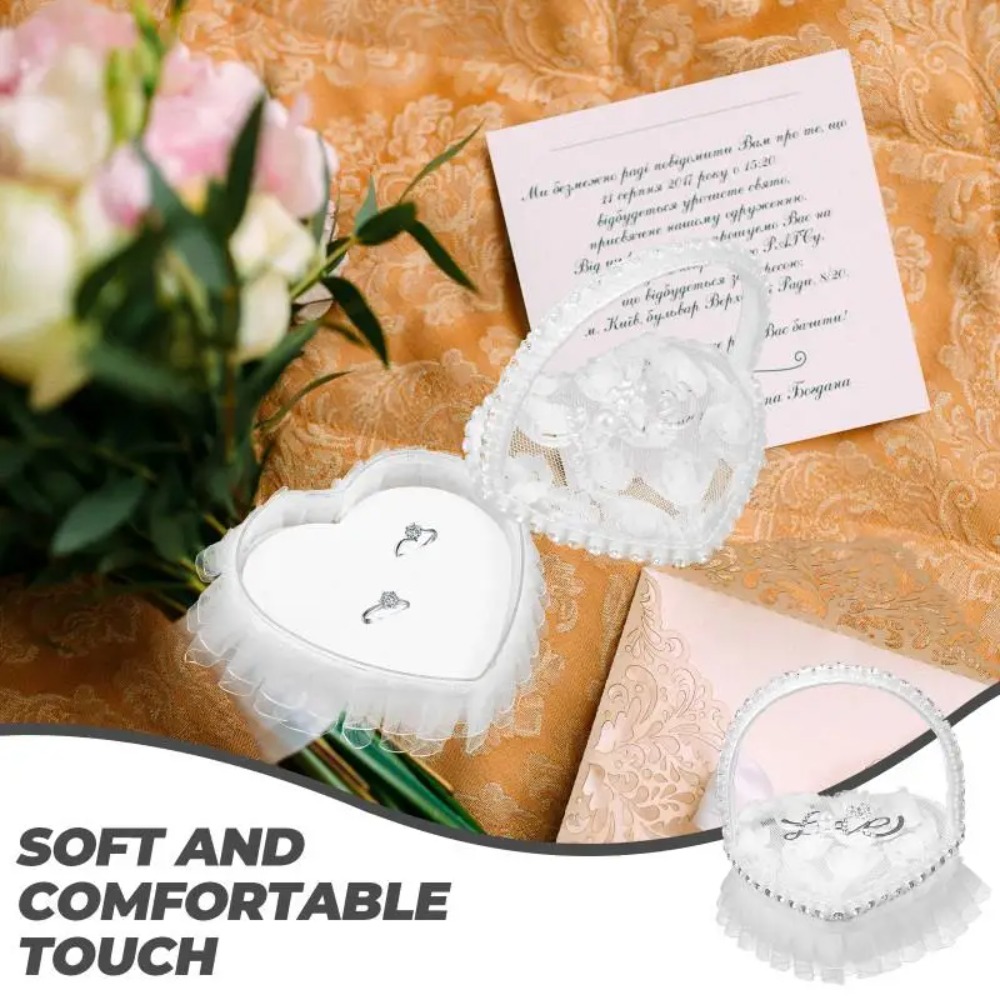 กล่องใส่แหวนรูปหัวใจผ้าลูกไม้ส - Ring Bearer Pillow บทวิจารณ์และราคา