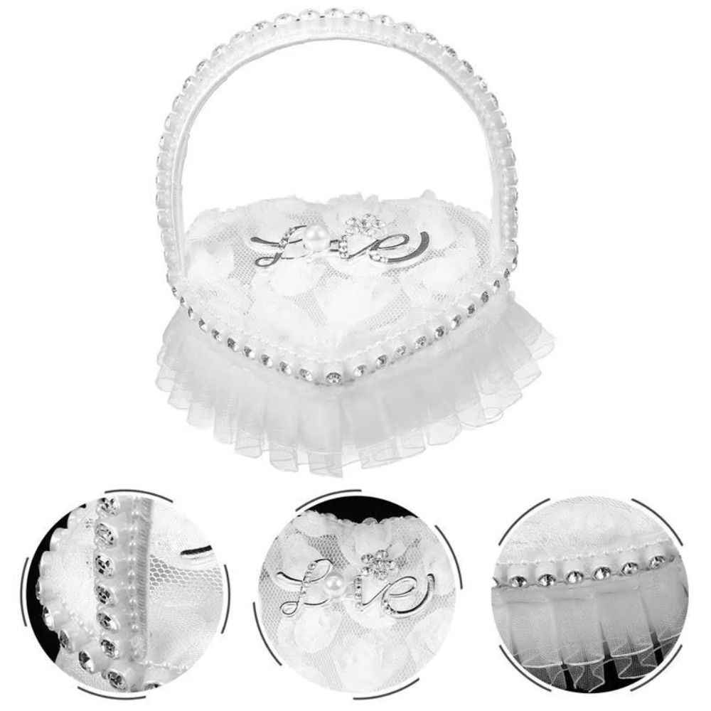 กล่องใส่แหวนรูปหัวใจผ้าลูกไม้ส - Ring Bearer Pillow บทวิจารณ์และราคา