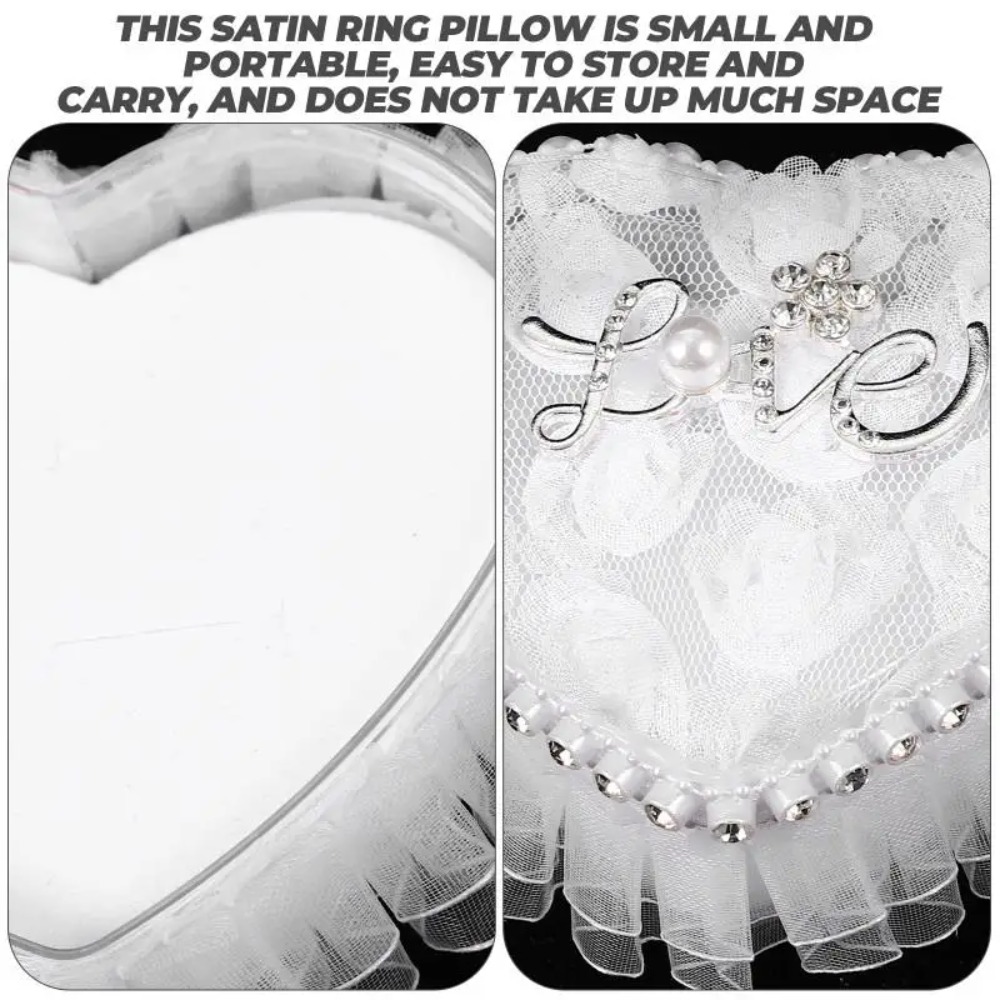 กล่องใส่แหวนรูปหัวใจผ้าลูกไม้ส - Ring Bearer Pillow บทวิจารณ์และราคา